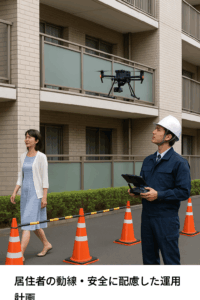 居住者の動線・安全に配慮した運用計画。